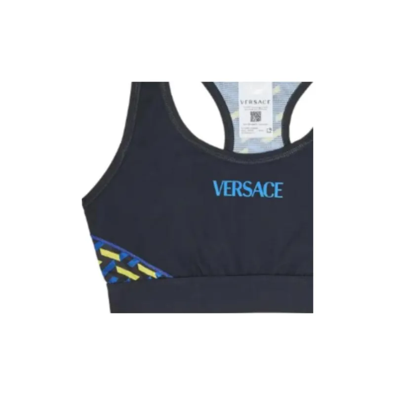 VERSACE Monogram Print Sports Bra 'Black/Print'-3