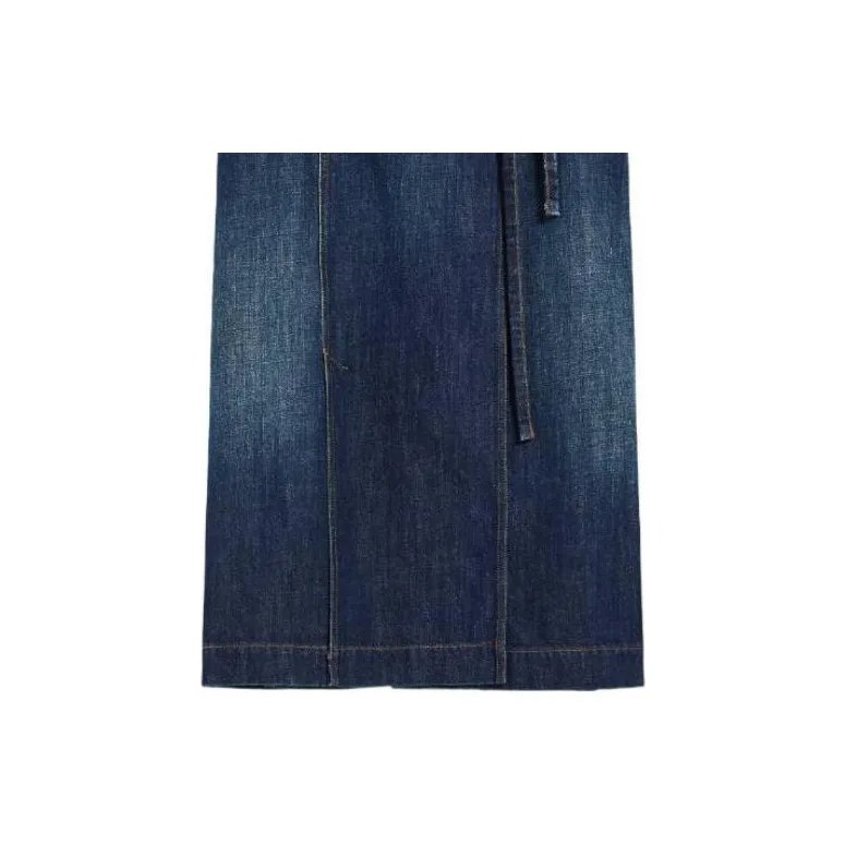 SportMa Denim Long Skirts Women's Dark Blue-2