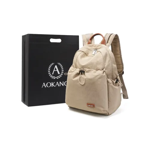AOKANG Fabric Backpack Travel Bag Large Size Unisex Khaki/Classic Black/Pine Wood Green