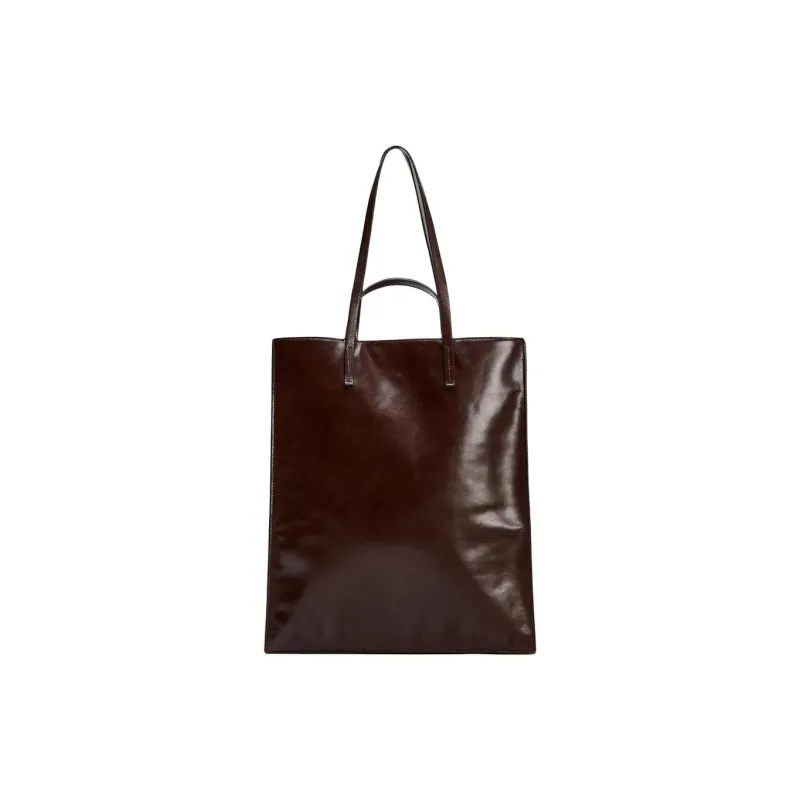 ZARA Cow Leather Tote Bag Shopping Bag Shoulder Bag Handbag Women's Brown-0