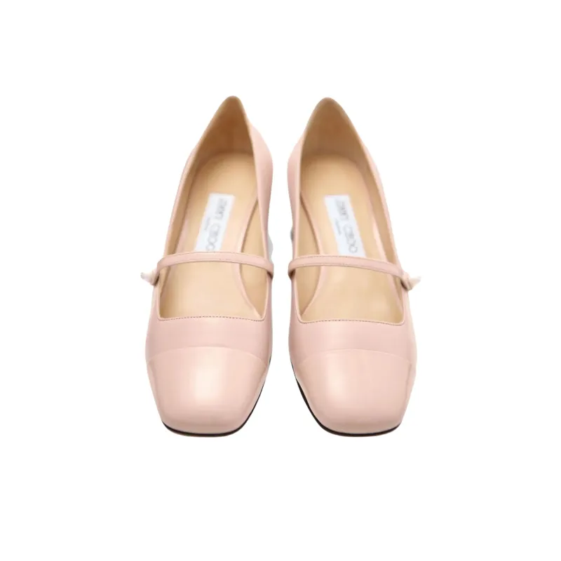 Jimmy Choo Elisa Chunky Heel High Heels 4.5cm Women's Pink-4