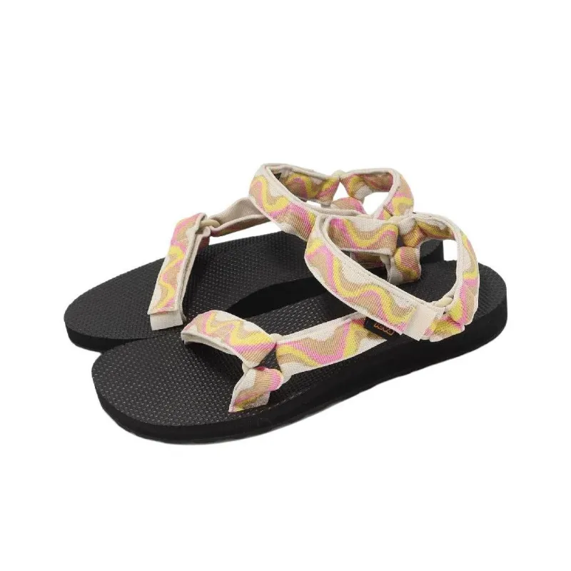 Teva Original Universal Beach Sandals Women's Yellow Pink-3