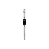 Silver Saint Blue Leather Pin Buckle--White[Silver Connector]
