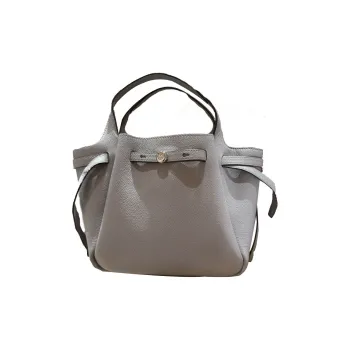 TORY BURCH Litchi Grain Leather One Shoulder Handbag Trumpets Women's Granite Gray