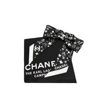 CHANEL Mulberry Silk Hair Tie Women's Black