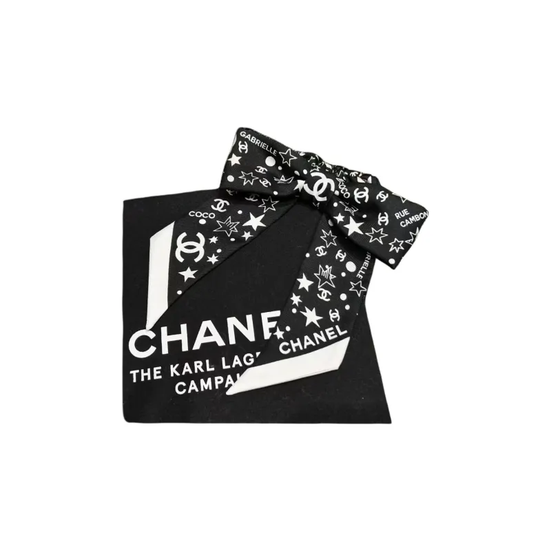 CHANEL Mulberry Silk Hair Tie Women's Black-0