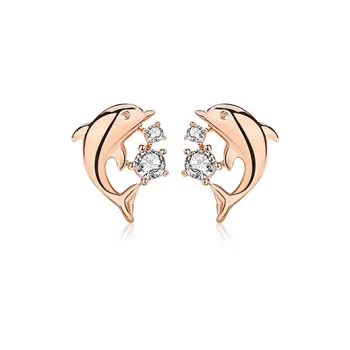 GLOIRE 18K Gold Stud Earrings Women's Rose Gold