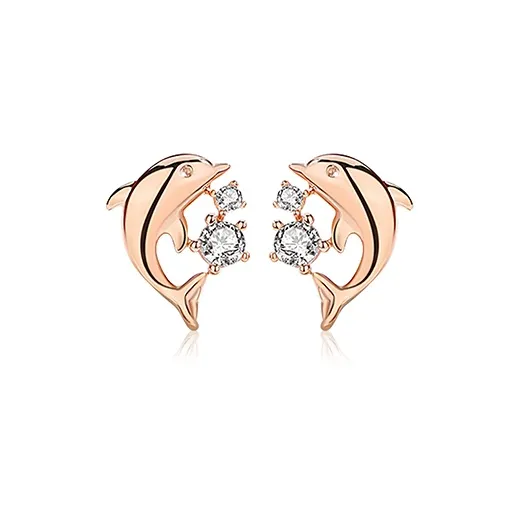 GLOIRE 18K Gold Stud Earrings Women's Rose Gold-0