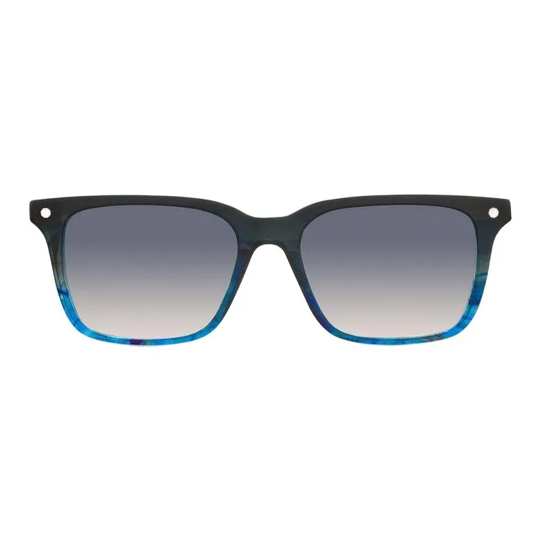 STEFANO RICCI Palladium-Plated Acetate Rectangular Sunglasses Men's Black/Blue-1