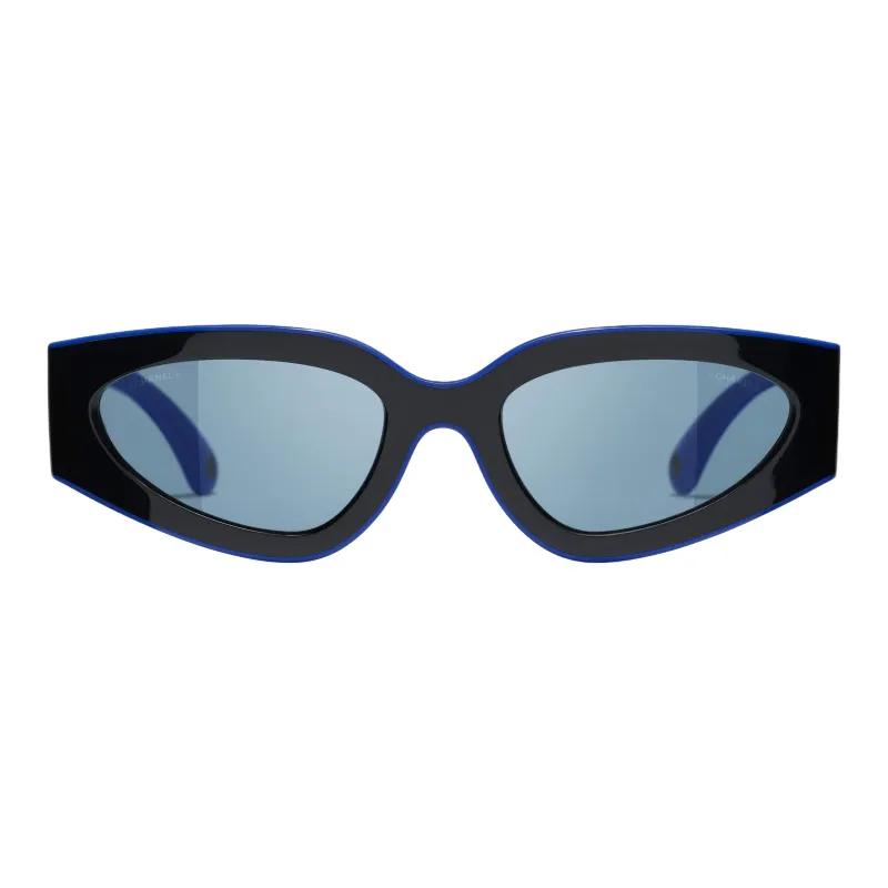 CHANEL Acetate Butterfly Sunglasses Women's Black/Blue-1