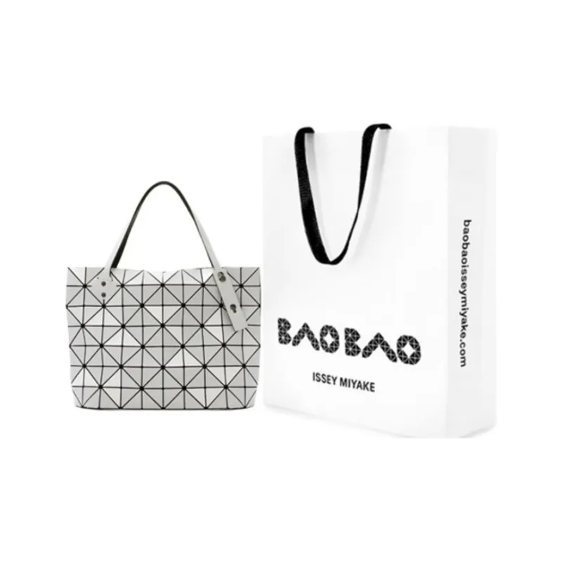 ISSEY MIYAKE Polyurethane Shopping Bag One Shoulder Handbag Women's Light Gray-5