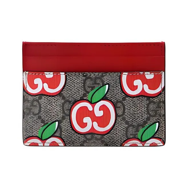 GUCCI Marmont Canvas Card Holder Women's Ebony/Red-1