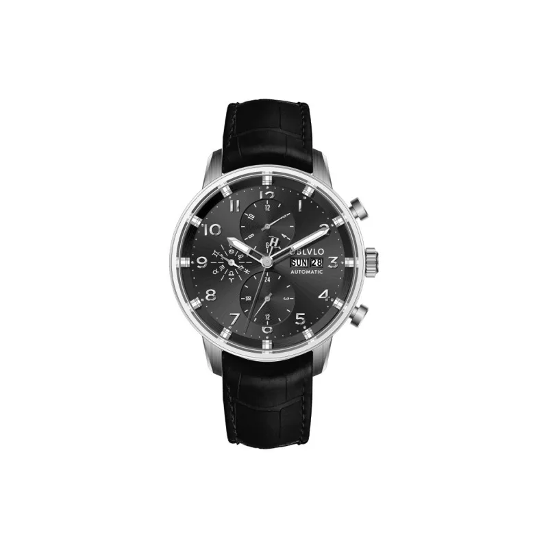 OBLVLO Automatic Mechanical Movement Leather Watch Bands Watch Men's Watches White Dial-3