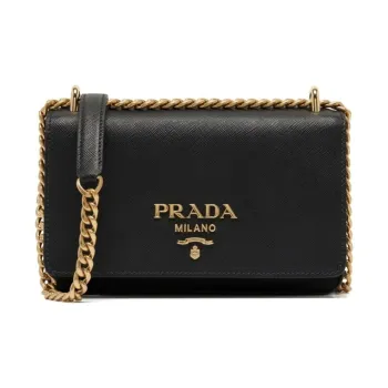PRADA Leather Crossbody Bag Women's Black
