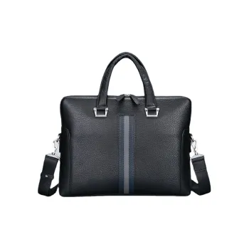 DOSRFINI Cow Leather Briefcase Shoulder Bag Crossbody Bag Handbag Regular Men's Black