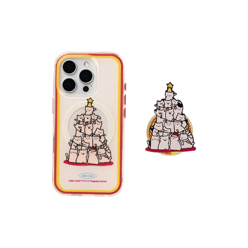 CARECASE TPU Material Christmas Tree Kitten 2 in 1 Magnetic Phone Case Compatible With Apple IPhone 16 15 14 Pro Max-2