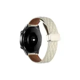Diamond Pattern Folding Magnetic Genuine Leather, Ecru
