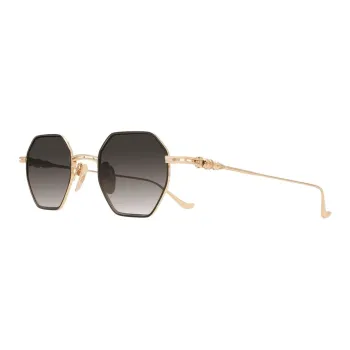 Chrome Hearts Titanium Alloy Silver Irregular Shape Sunglasses Unisex Gold/Black