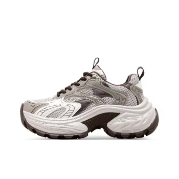 C°BANNER Anti Slip And Wear Resistant Height Increasing Low Top Chunky Sneakers Women's Gray Zongzi