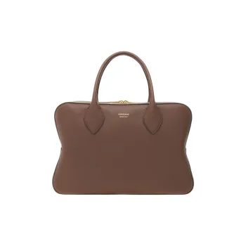 FERRAGAMO Cow Leather Shoulder Bag Crossbody Bag Handbag Medium Size Women's Mud Earth Tone
