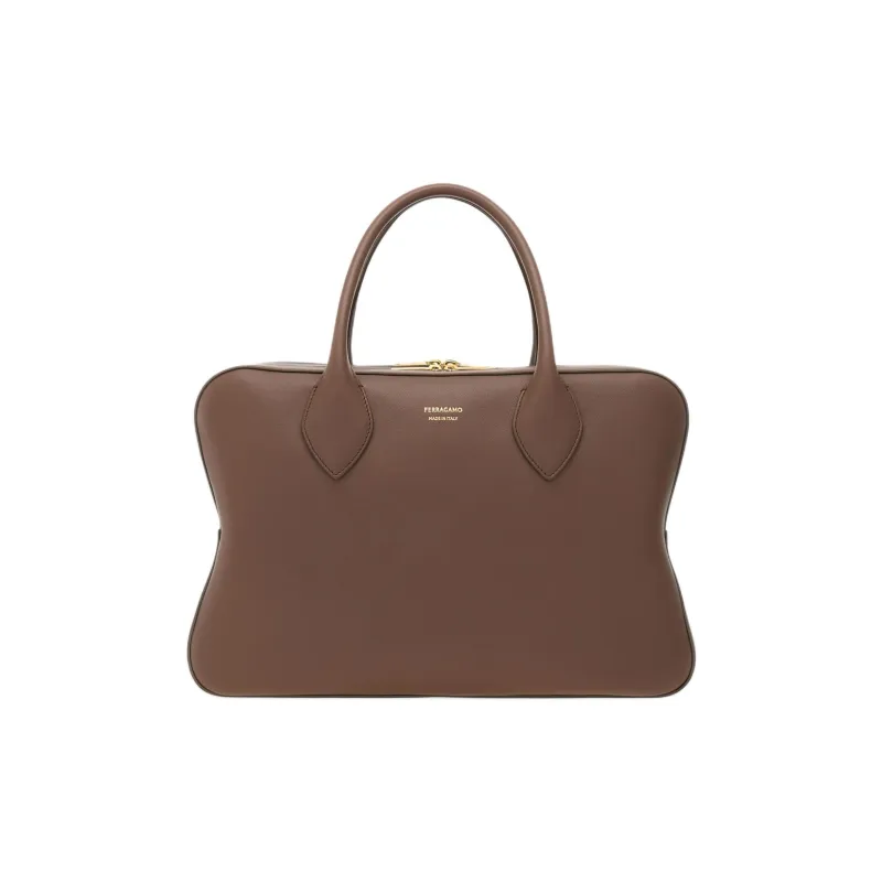 FERRAGAMO Cow Leather Shoulder Bag Crossbody Bag Handbag Medium Size Women's Mud Earth Tone-0