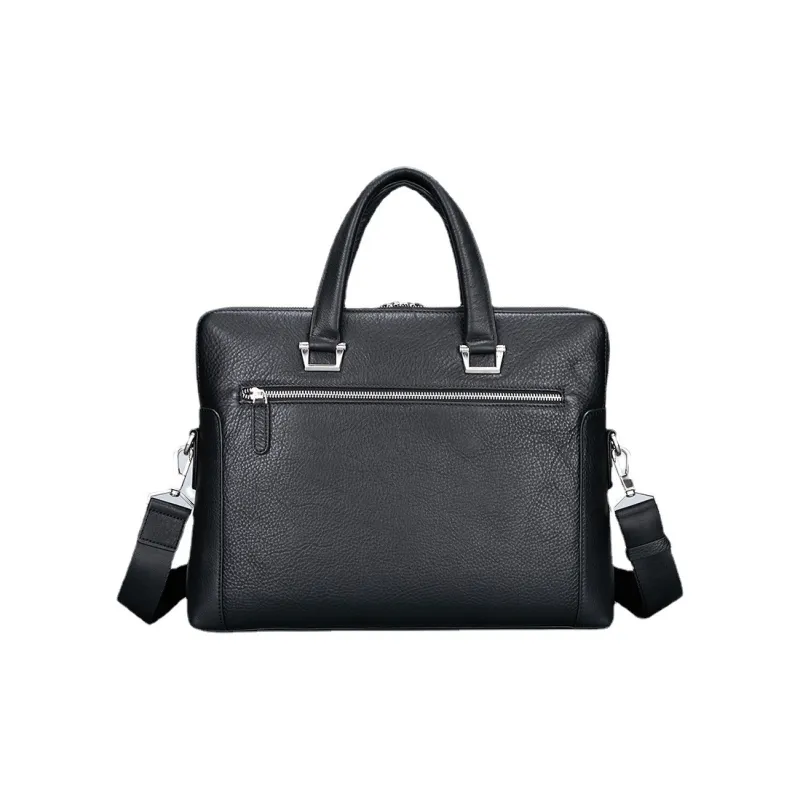 DOSRFINI Cow Leather Briefcase Shoulder Bag Crossbody Bag Handbag Regular Men's Black-1
