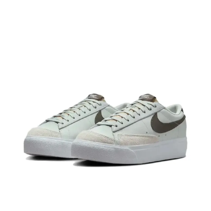Nike Blazer Anti Slip Wear Resistant Low Top Skateboard Shoes Women's Green Brown-2