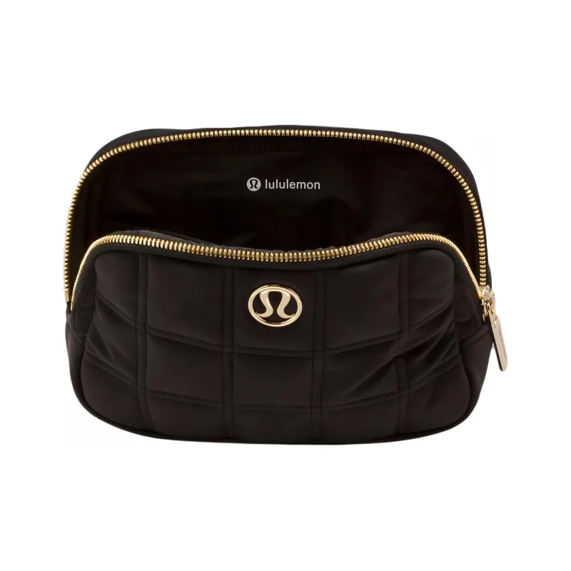 Lululemon Everywhere Fleece Fabric Sling Bag, One Shoulder, Crossbody, Fanny Pack Regular Unisex Black & Gold-3