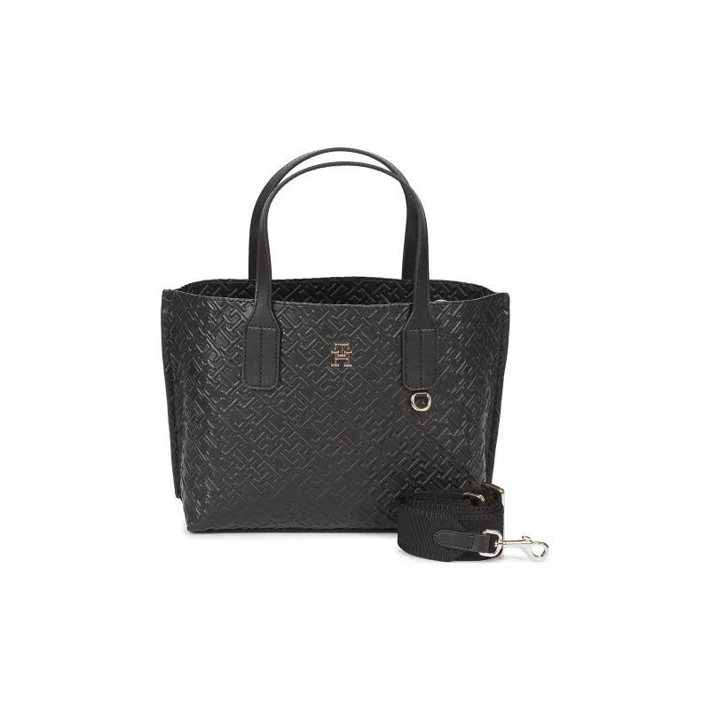 Tommy Hilfiger Polyurethane Tote Bag, Shopping Bag, Shoulder Bag, Crossbody Bag, Handbag Regular Women's Black-3
