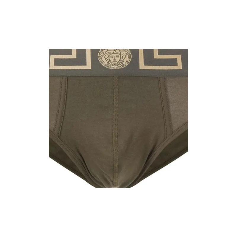 VERSACE Men's FW21 Printing Briefs Green-3