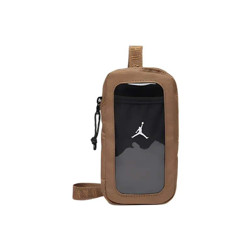 Jordan Polyester One Shoulder Crossbody Cell Phone Pouch Regular Unisex Ancient Brown & Black & White-0