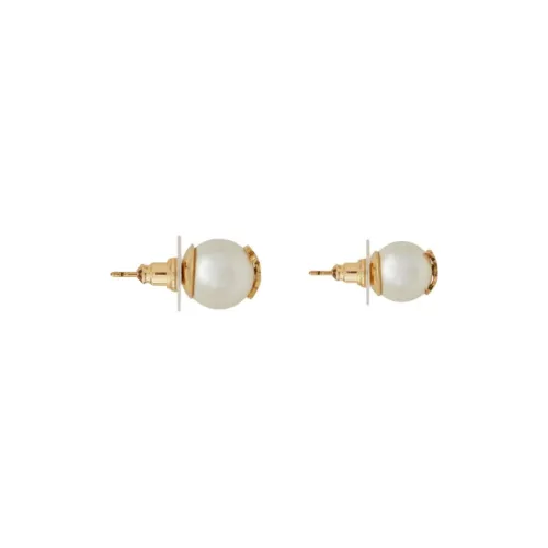 SAINT LAURENT Pearl Brass Glass Earrings Women's White