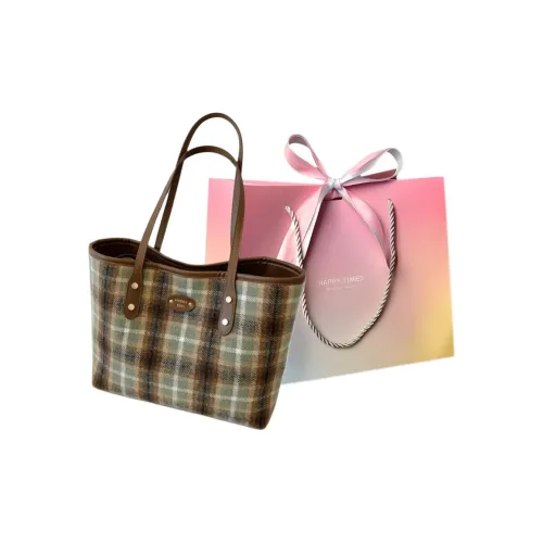Yalu Woolen ALM tote Bag Crossbody Bag Shoulder Bag Regular Women's Plaid Green/Red Plaid