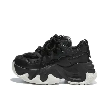 SHUXIAOBEI Cushioning Slip Resistant Breathable Height Increasing Thermal Low Top Chunky Sneakers Women's