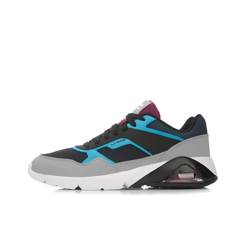 LiNing Cushioned Wear-Resistant Breathable Low-Top Running Shoes Unisex Blue Gray Purple-0
