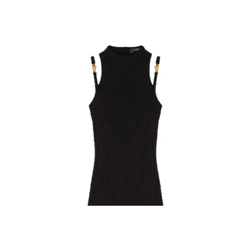 VERSACE Sleeveless Dresses Women's Black-4