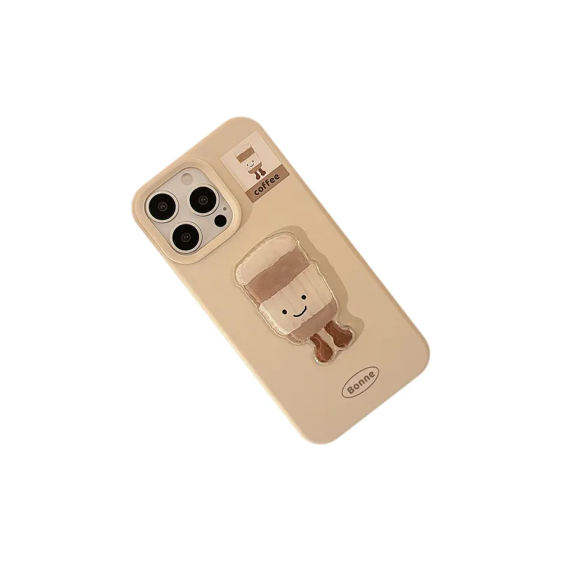 MULEUG TPU Material 3D Effect Air Cushion French Fries Coffee Phone Cases Compatible With IPhone 12/13/14/15/16/PRO/MAX-1