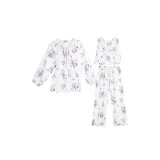 White Paeonia Woven Cotton Women's 3-Piece Clothing Sets
