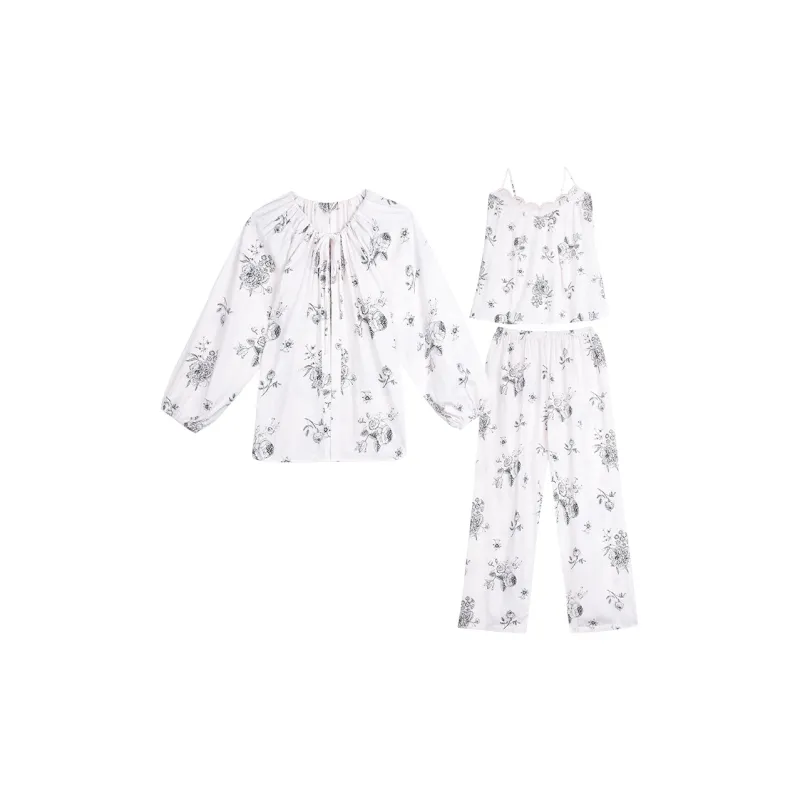 IIZZINI Pajama Set Women's White Peony-0