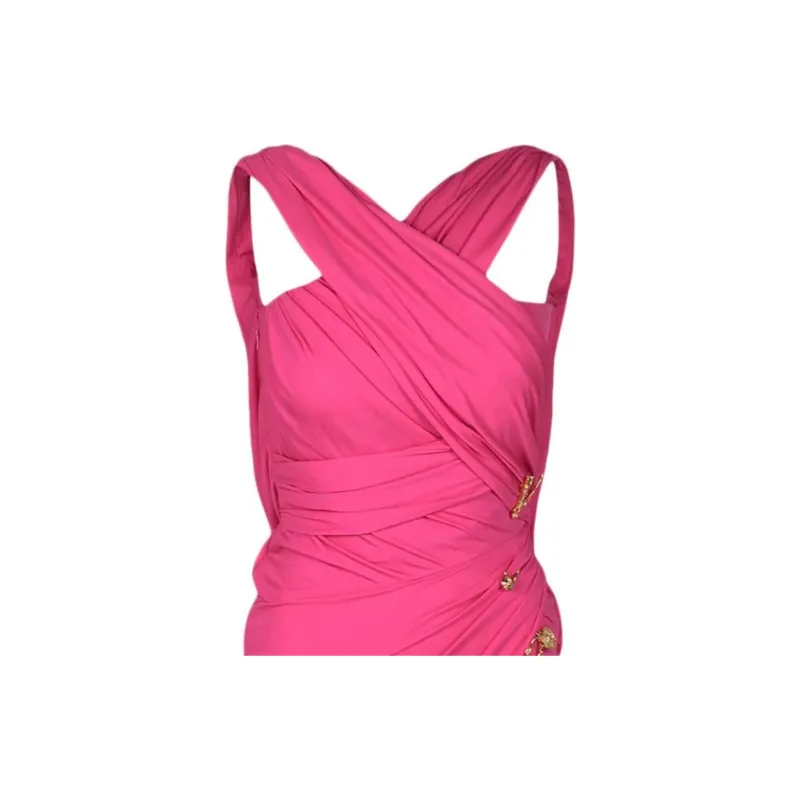 VERSACE Sleeveless Draped Cocktail Dress 'Pink'-2