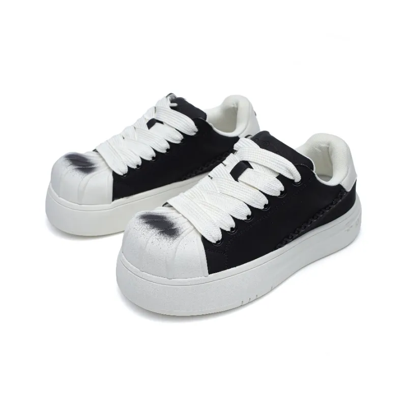 H2 Anti Slip And Wear Resistant Height Increasing Low Top Skateboard Shoes Unisex Black-2