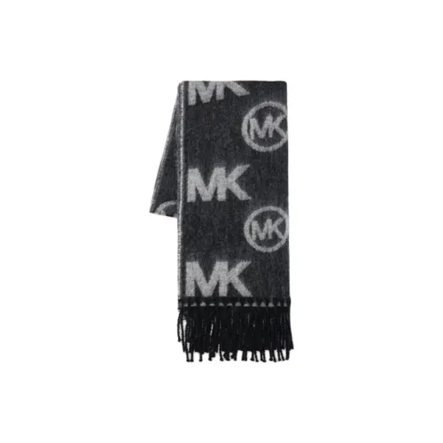 MICHAEL KORS Polyester Polyamide Sheep Wool Knit Scarves Women's Black White