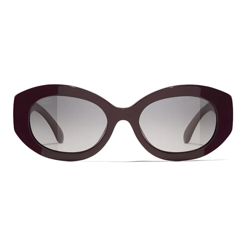 CHANEL Acetate Oval Sunglasses Women's Brown-1