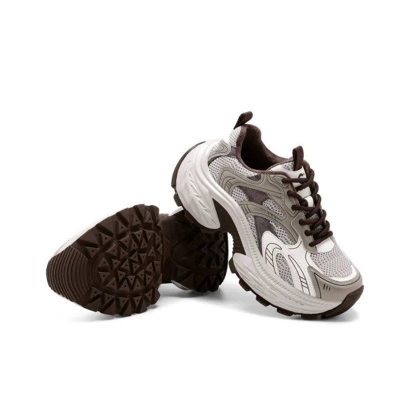 C°BANNER Anti Slip And Wear Resistant Height Increasing Low Top Chunky Sneakers Women's Gray Zongzi-2