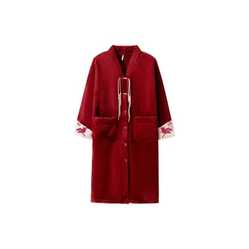 ROUKEER Pajama Robe Women's Red