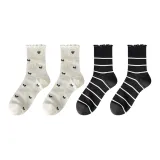 White Bowknot 2+Black Stripes 2