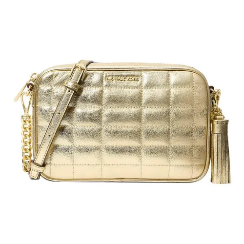 MICHAEL KORS Jet Set Leather Crossbody Bag Shoulder Bag Medium Size Women's Light Gold
