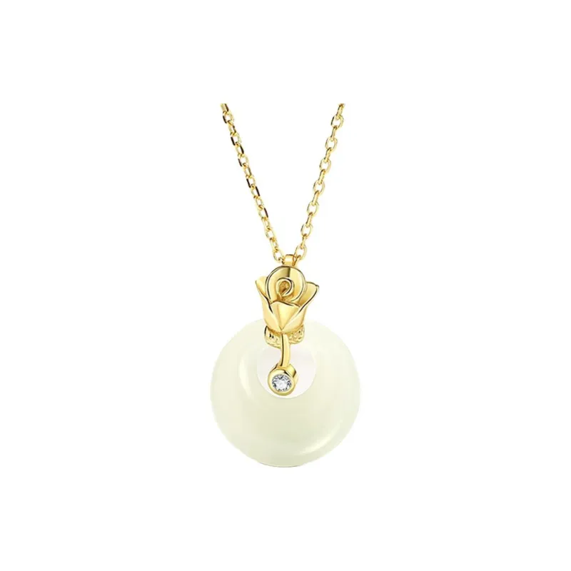 Royal Heaven's Choice Hetian Jade Necklaces Pale Greenish White Jade Unisex-0