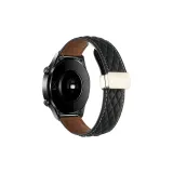 Diamond Pattern Folding Magnetic Genuine Leather, Black