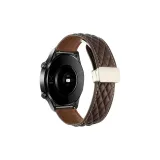 Diamond Pattern Folding Magnetic Genuine Leather, Dark Coffee